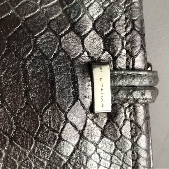 Elle Tahari Silver Metallic Evening Clutch - Picture 4 of 6